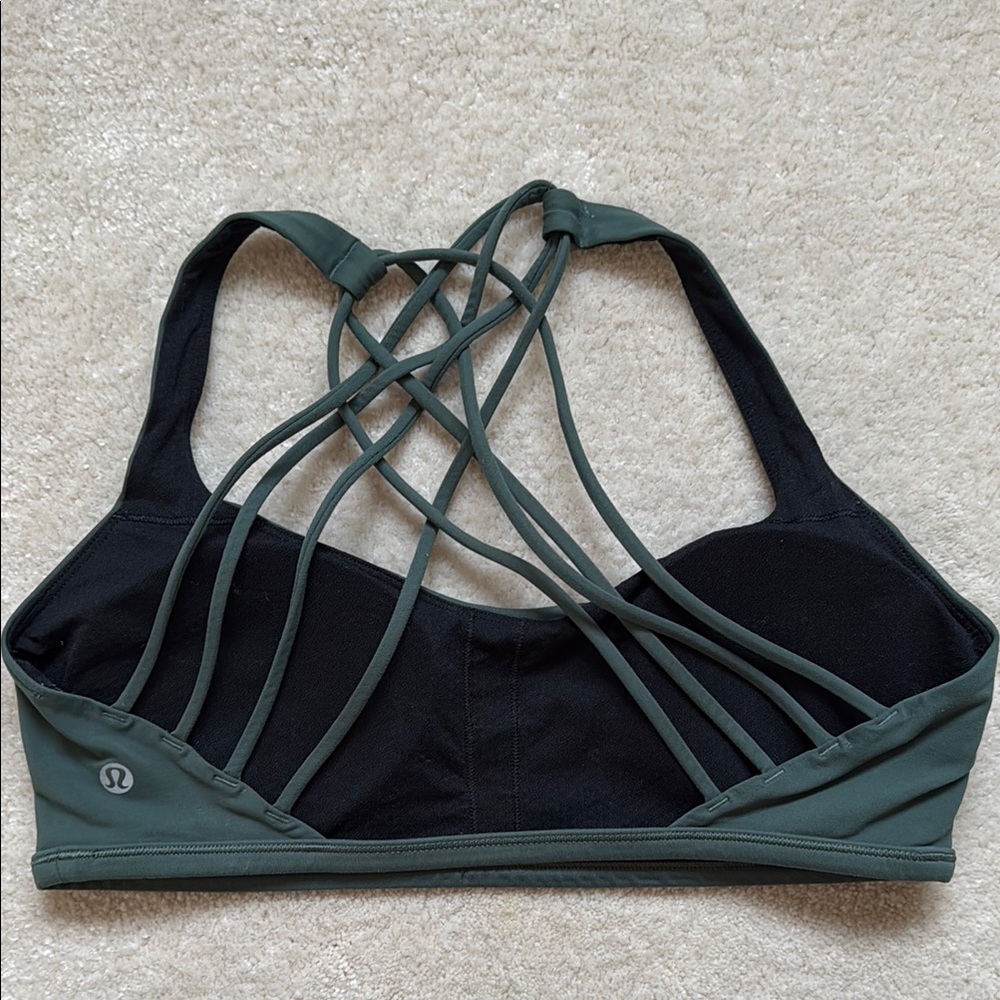 lululemon athletica Olive Green Free to Be Wild Strappy Sports Bra size 10
